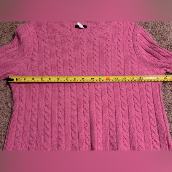 J.Crew Pink Cable Knit Sweater Women’s Large Wool Cashmere Angora - Picture 4 of 5